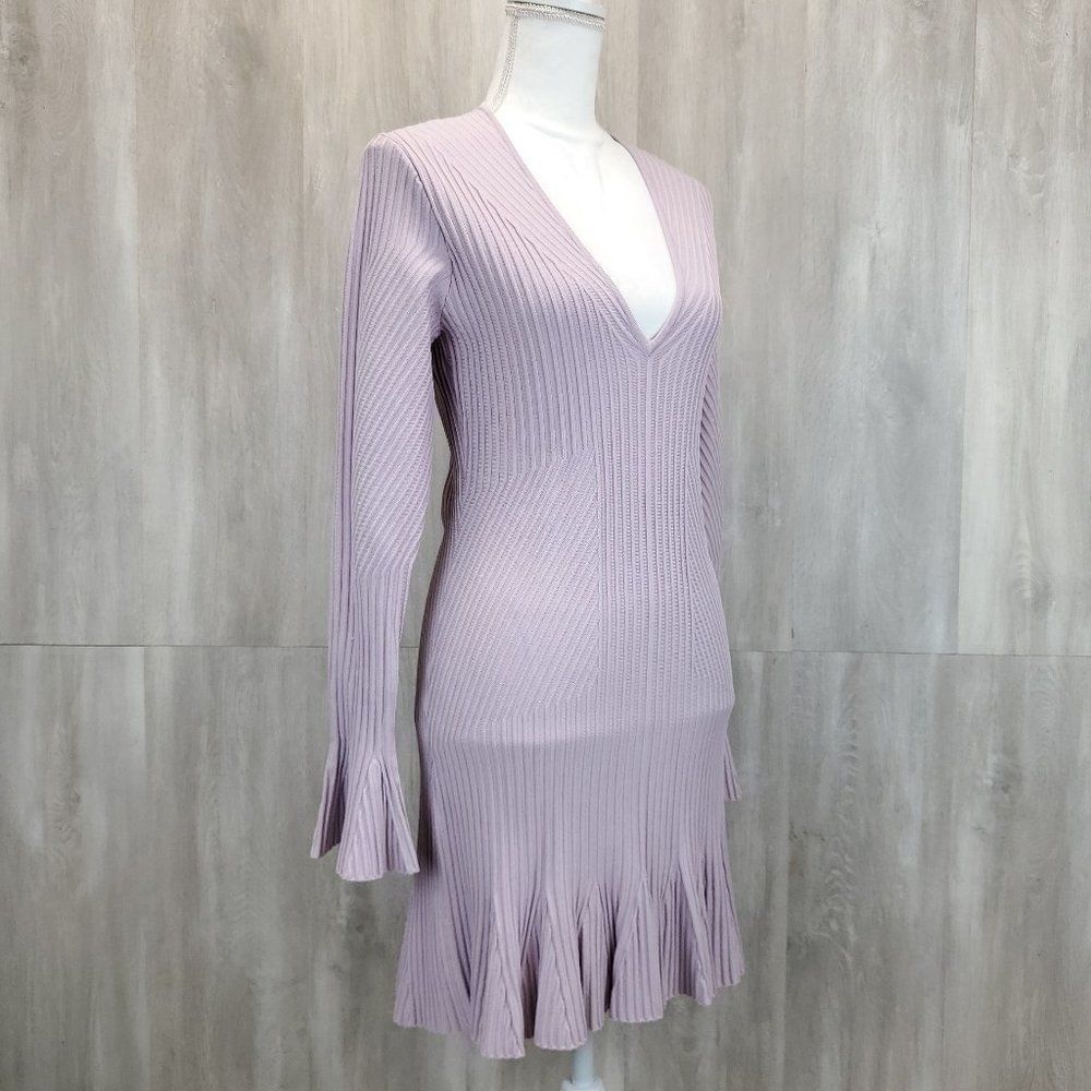 NWT Jonathan Simkhai Rib Knit V-Neck Dress Directional purple sz L - Picture 7 of 14